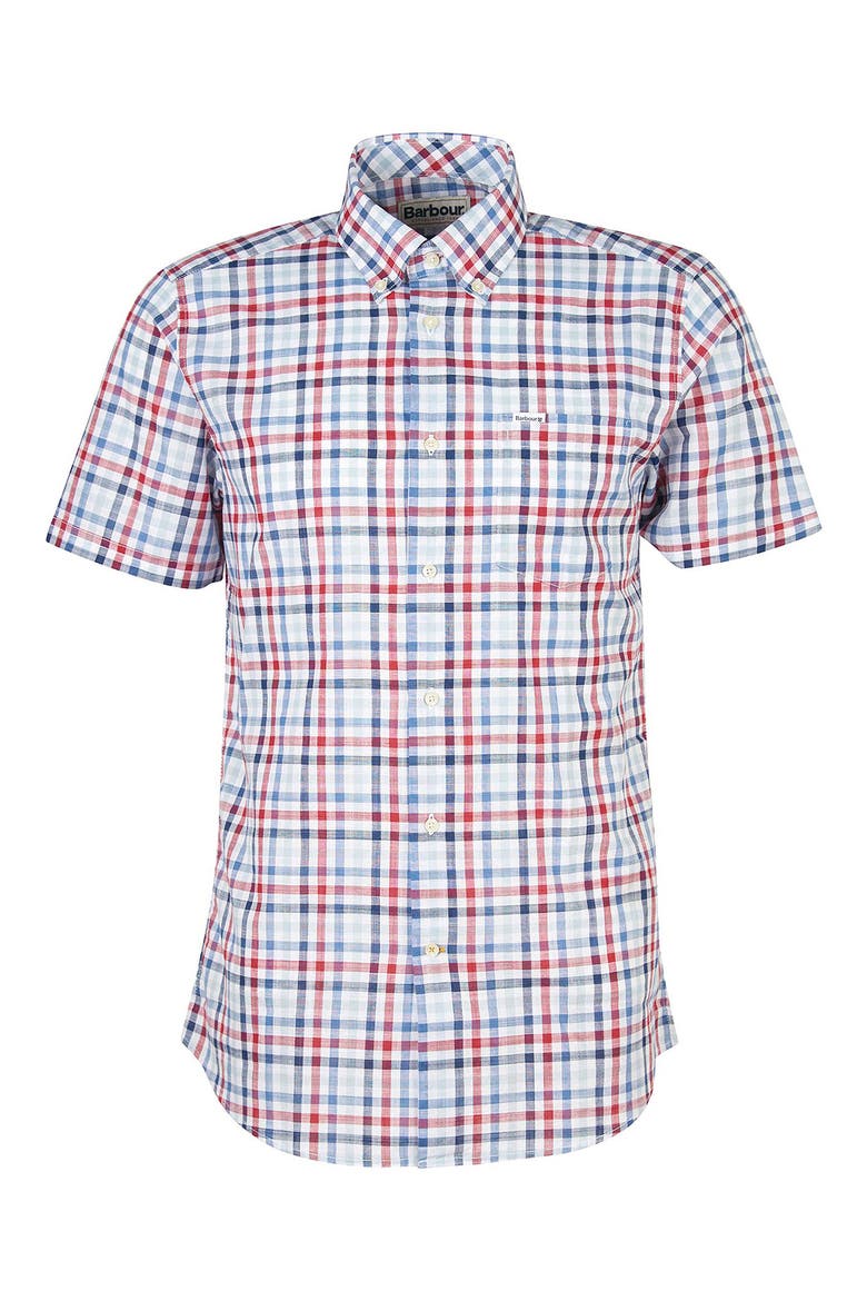 Kinson Tailored Fit Short Sleeve Button-Down Shirt, Alternate, color, RED