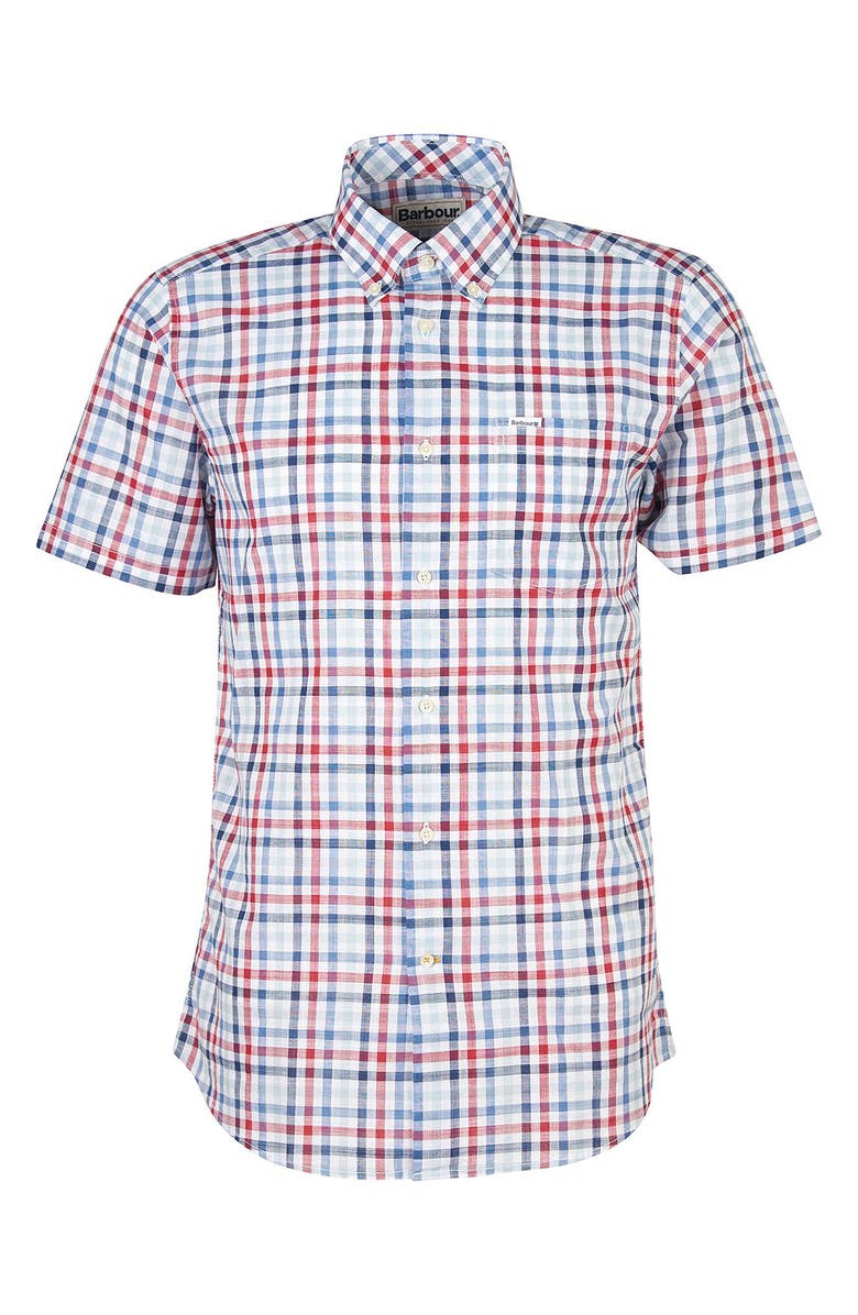 Barbour Kinson Tailored Fit Short Sleeve Button-Down Shirt, Alternate, color, Red