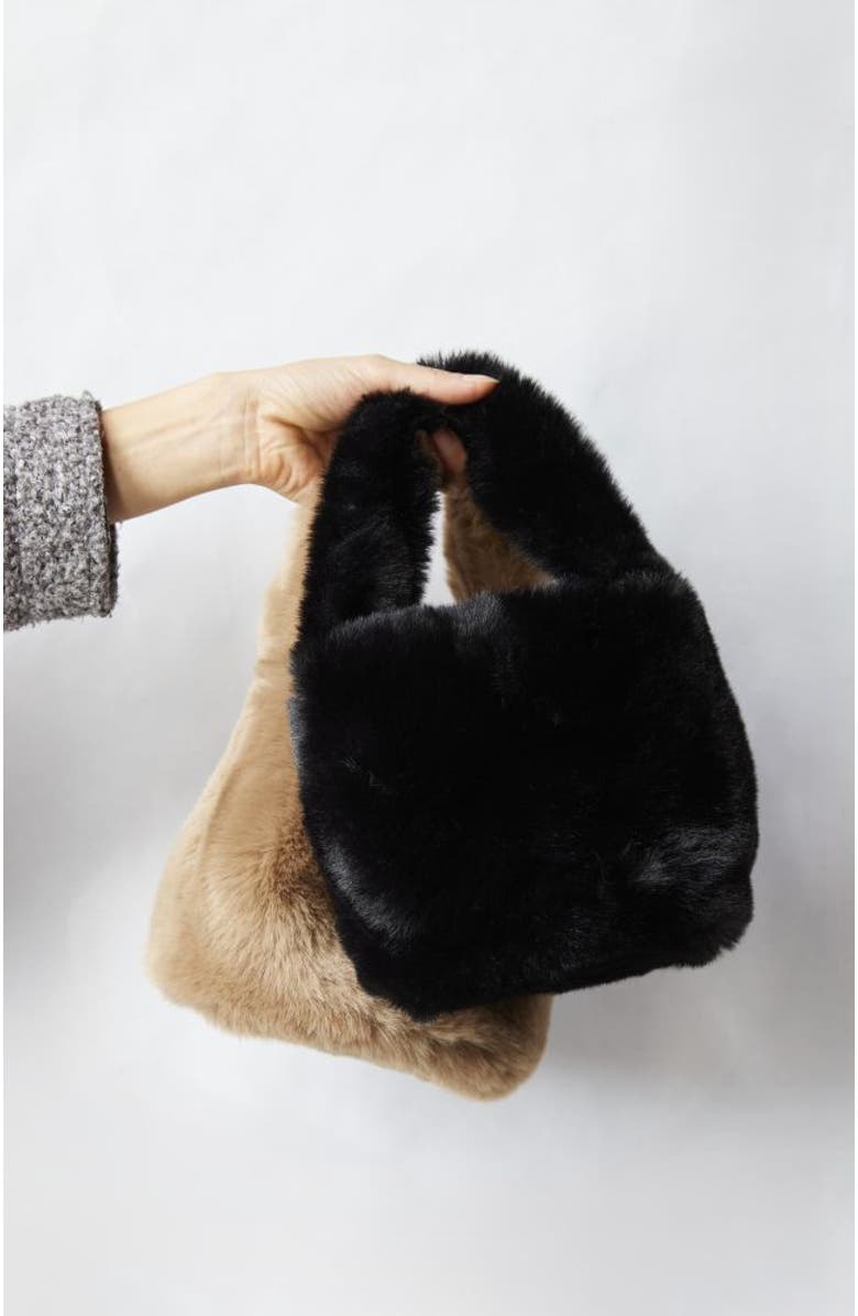 Hat Attack Faux Fur Mini Bag, Alternate, color, Black