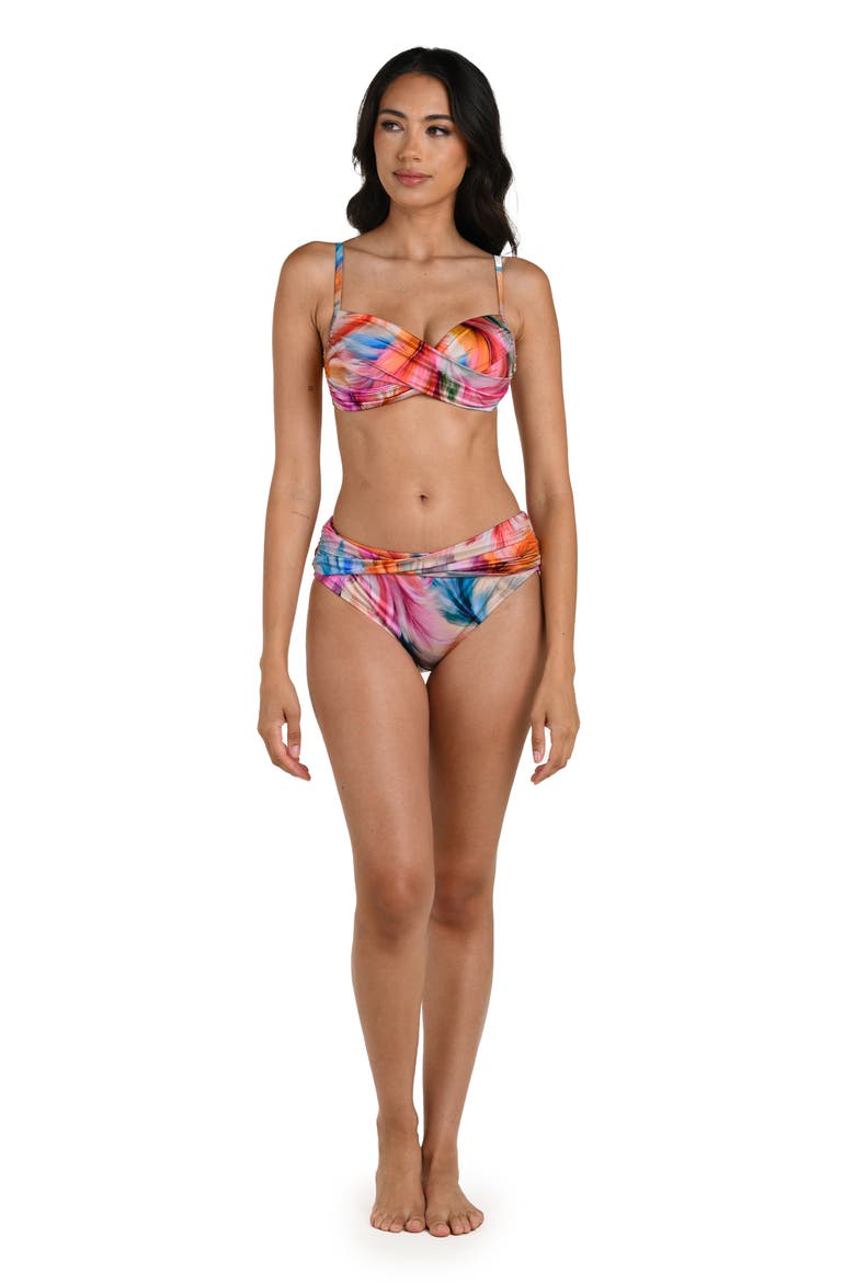 Feathered Impression Bikini Top, Alternate, color, PINK MULTI