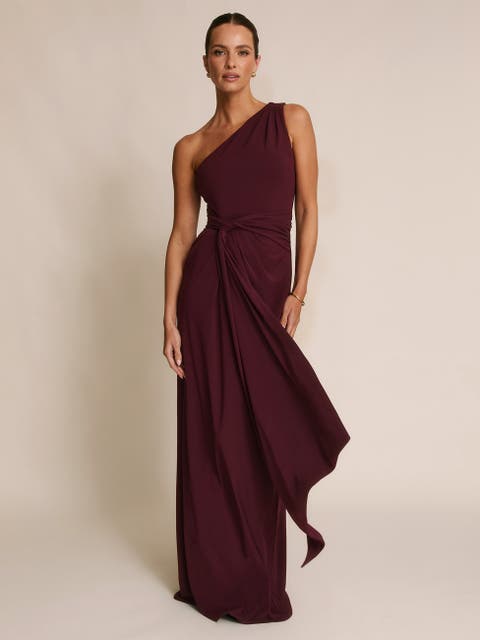 One Shoulder Drape Stretch Bridesmaid