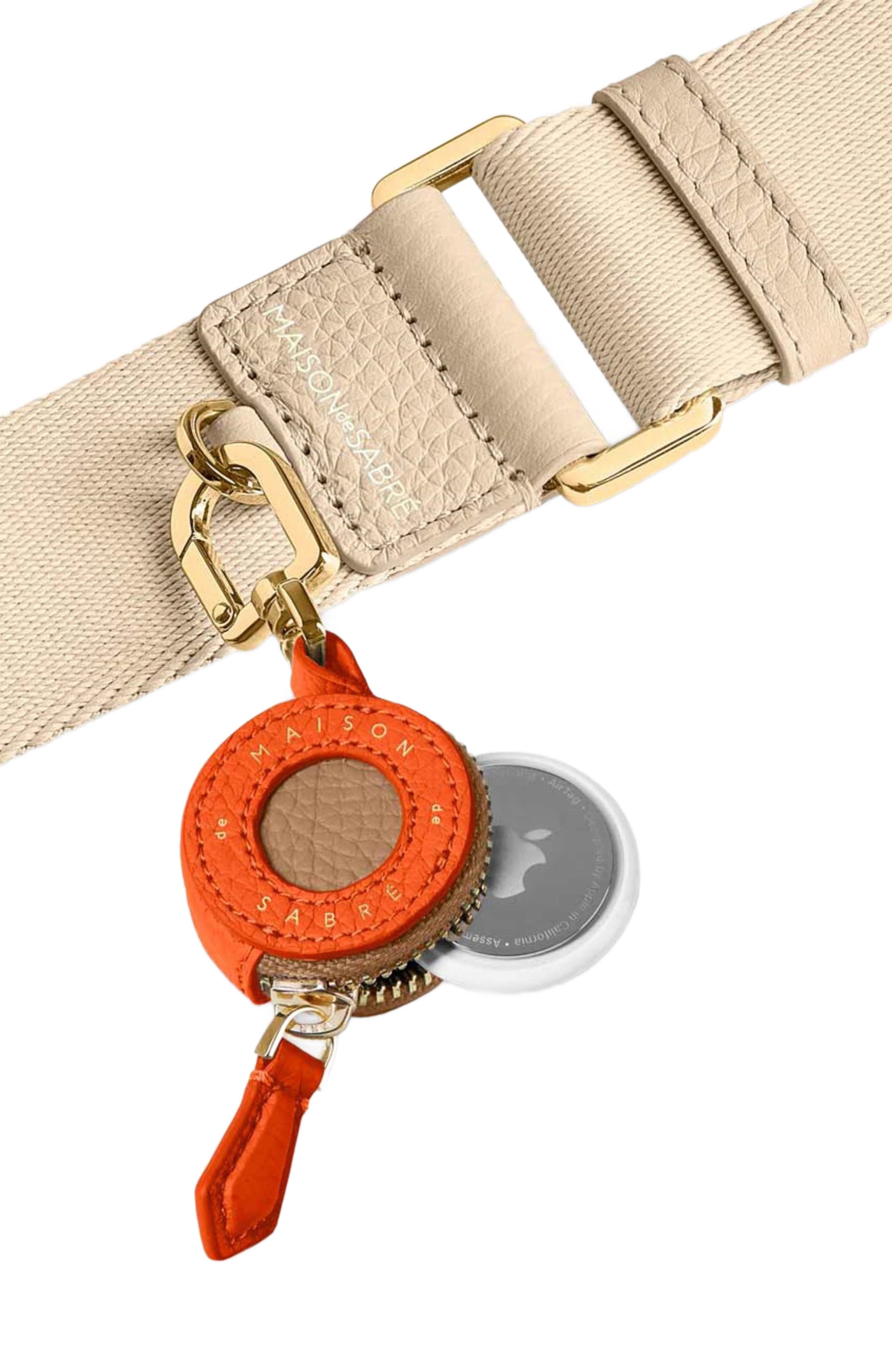 Leather AirTag Charm, Alternate, color, Manhattan Sandstone