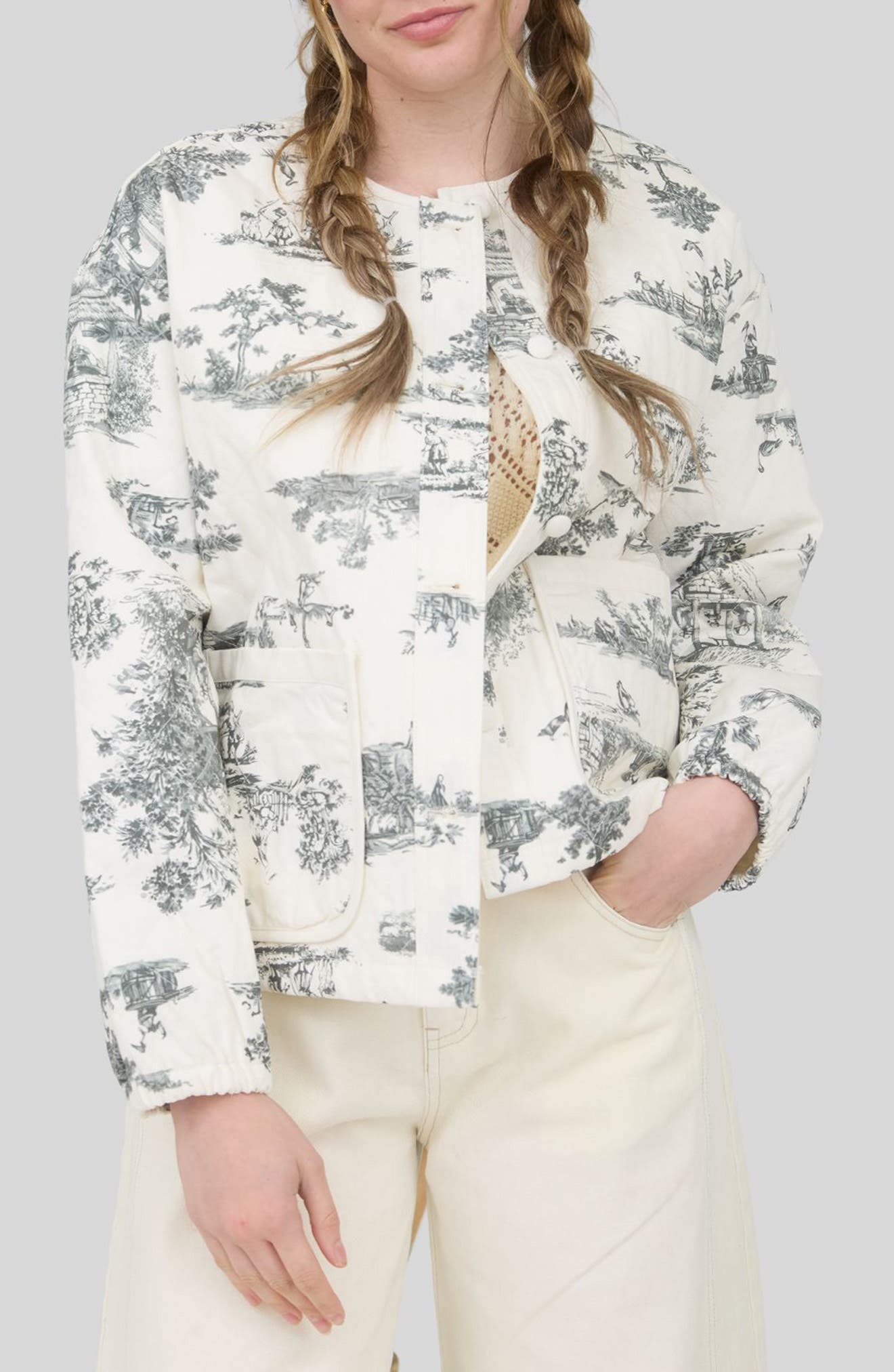 Blu Pepper Quilted Printed Cotton Jacket