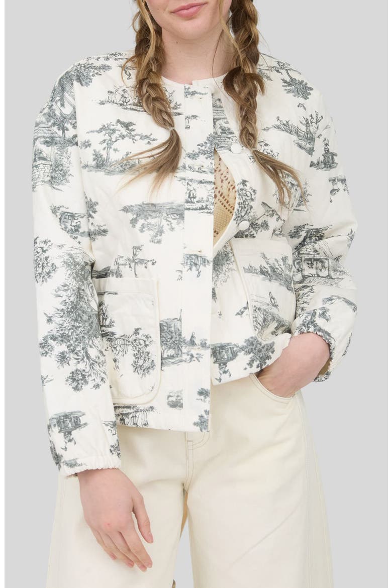 Quilted Printed Cotton Jacket, Main, color, SAGE