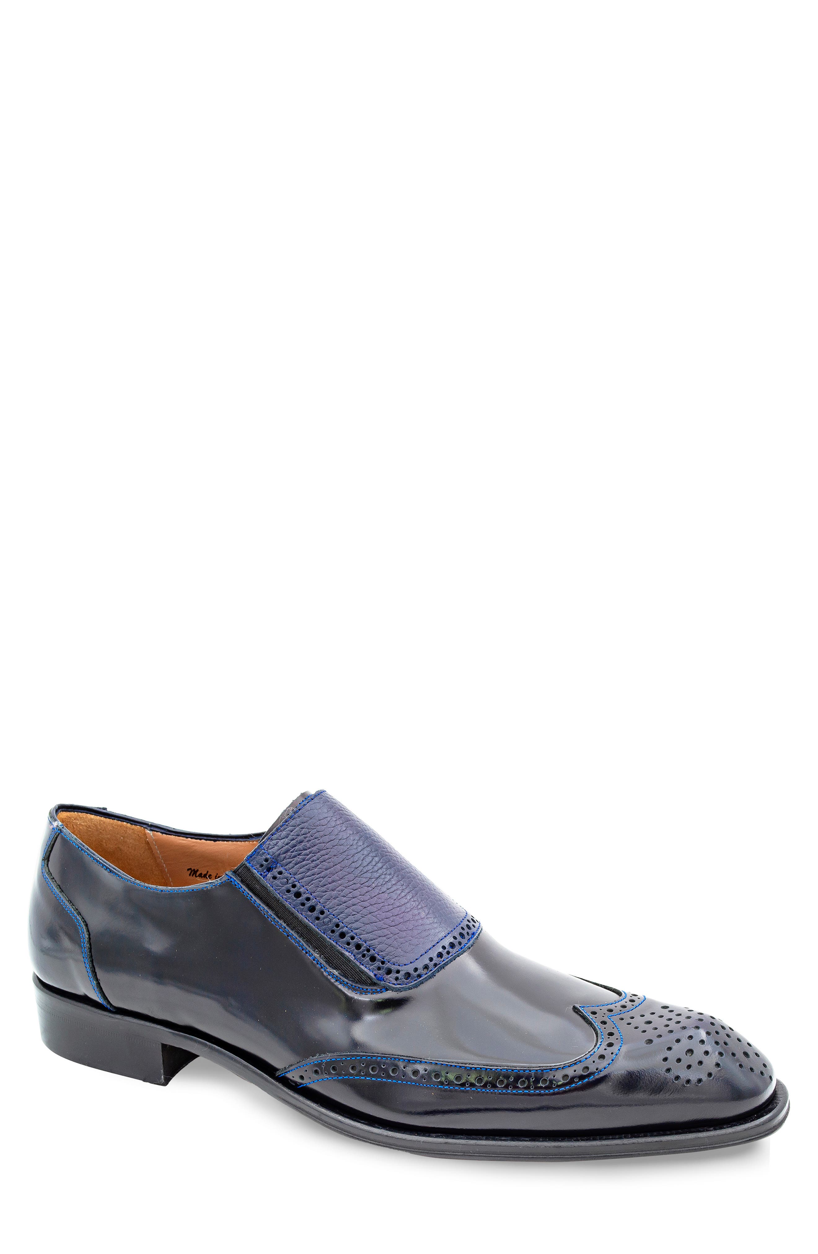 Wingtip Slip-On Shoe, Main, color, BLUE