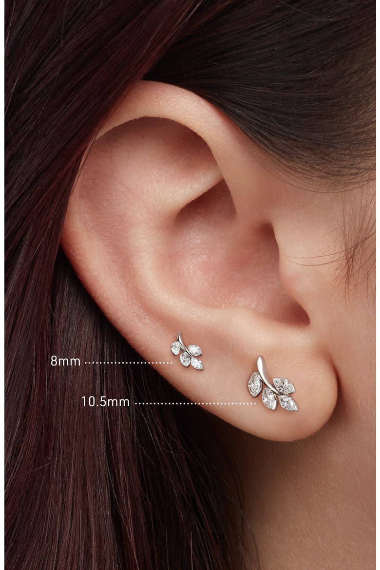 Diamond Vine Single Stud Earring, Alternate, color, WHITE GOLD
