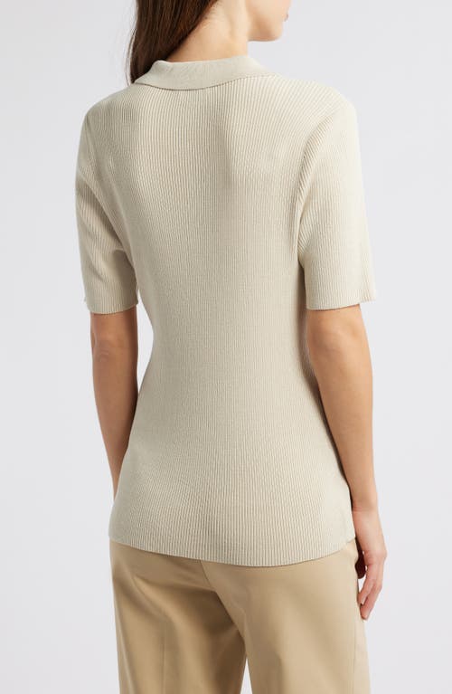 Tahari Asl Rib Polo In Ecru