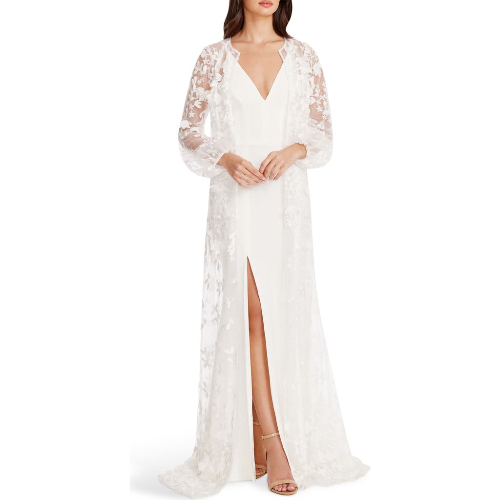 Dress The Population Joss Floral Appliqué Lace Jacket In White