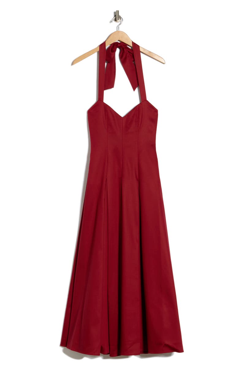 Alice + Olivia Isabelle Halter Tie Fit & Flare Dress, Alternate, color, Dark Cherry
