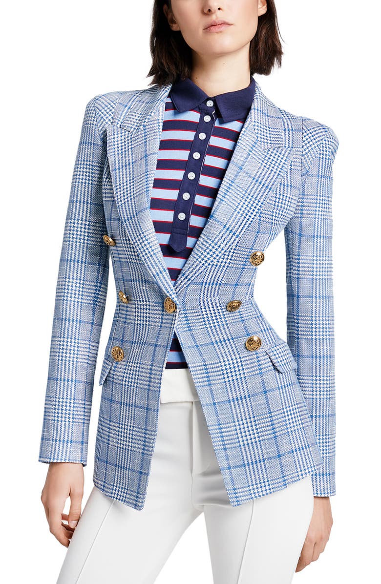 Smythe Houndstooth Cotton & Linen Blazer, Main, color,