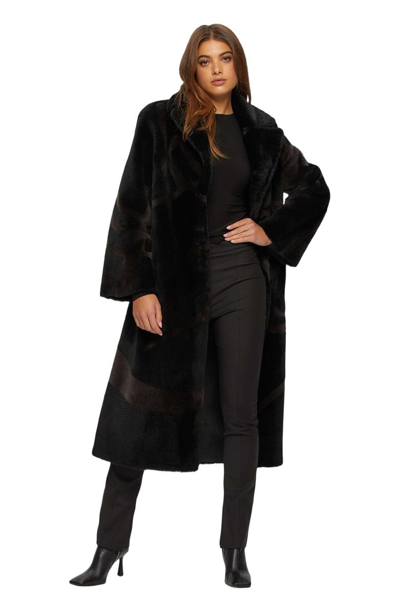 GORSKI Genuine Shearling Coat With Intarsia, Alternate, color, Black/Brown