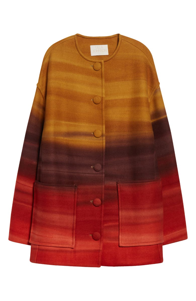 Ulla Johnson Ambrose Ombré Stripe Oversize Melton Wool Blend Coat, Alternate, color, Agate