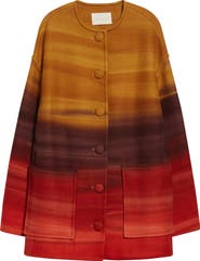 Ulla Johnson Ambrose Ombré Stripe Oversize Melton Wool Blend Coat
