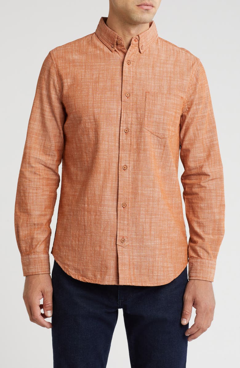 Ben Sherman Cotton Chambray Button-Up Shirt, Main, color, Caramel