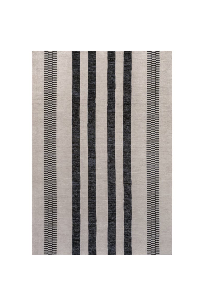 Vichy Geometric Striped Machine-Washable Area Rug, Alternate, color, Ivory/Dark Gray