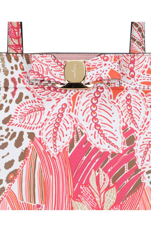 Ferragamo Vara Bow Print Leather Tote Bag In Multi