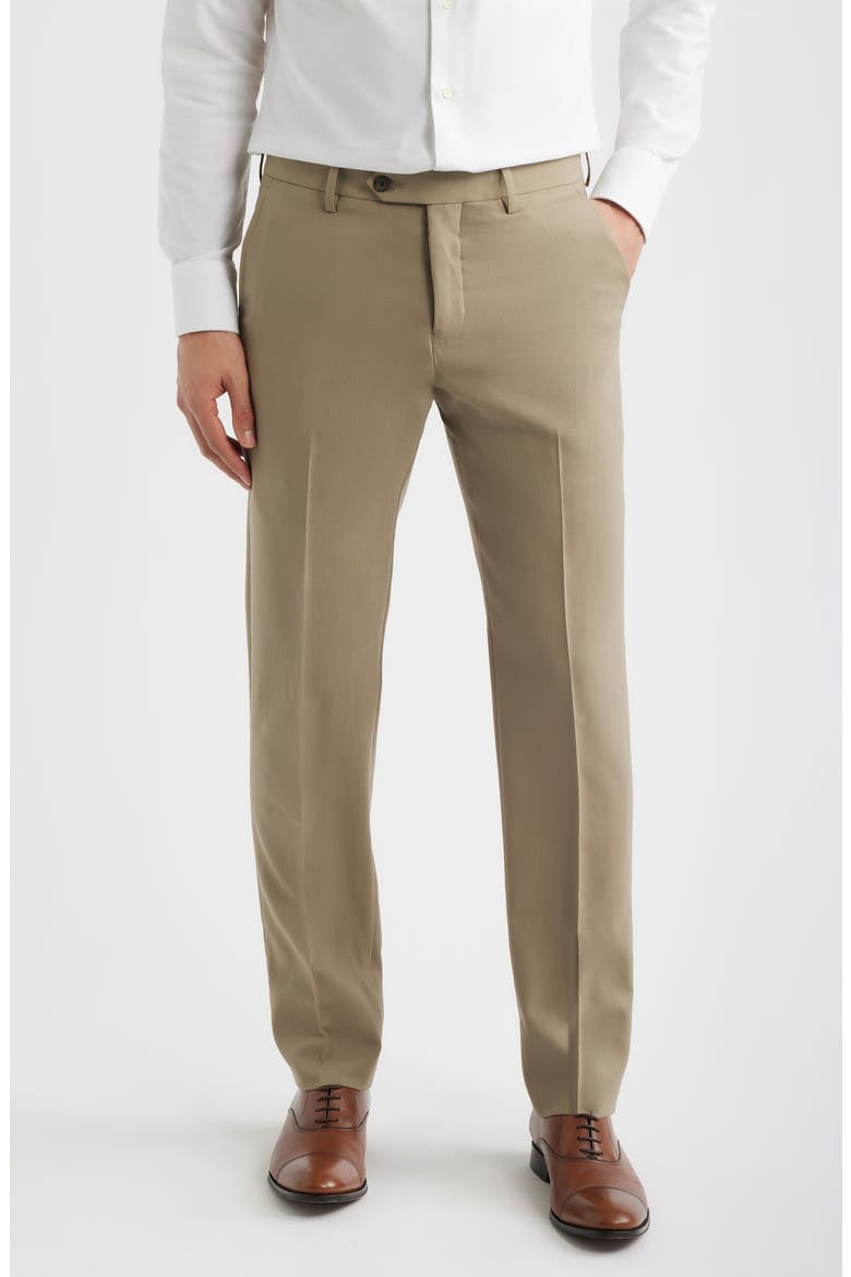 Flat Front Tropical Weight Wool Dress Pants, Main, color, TAUPE