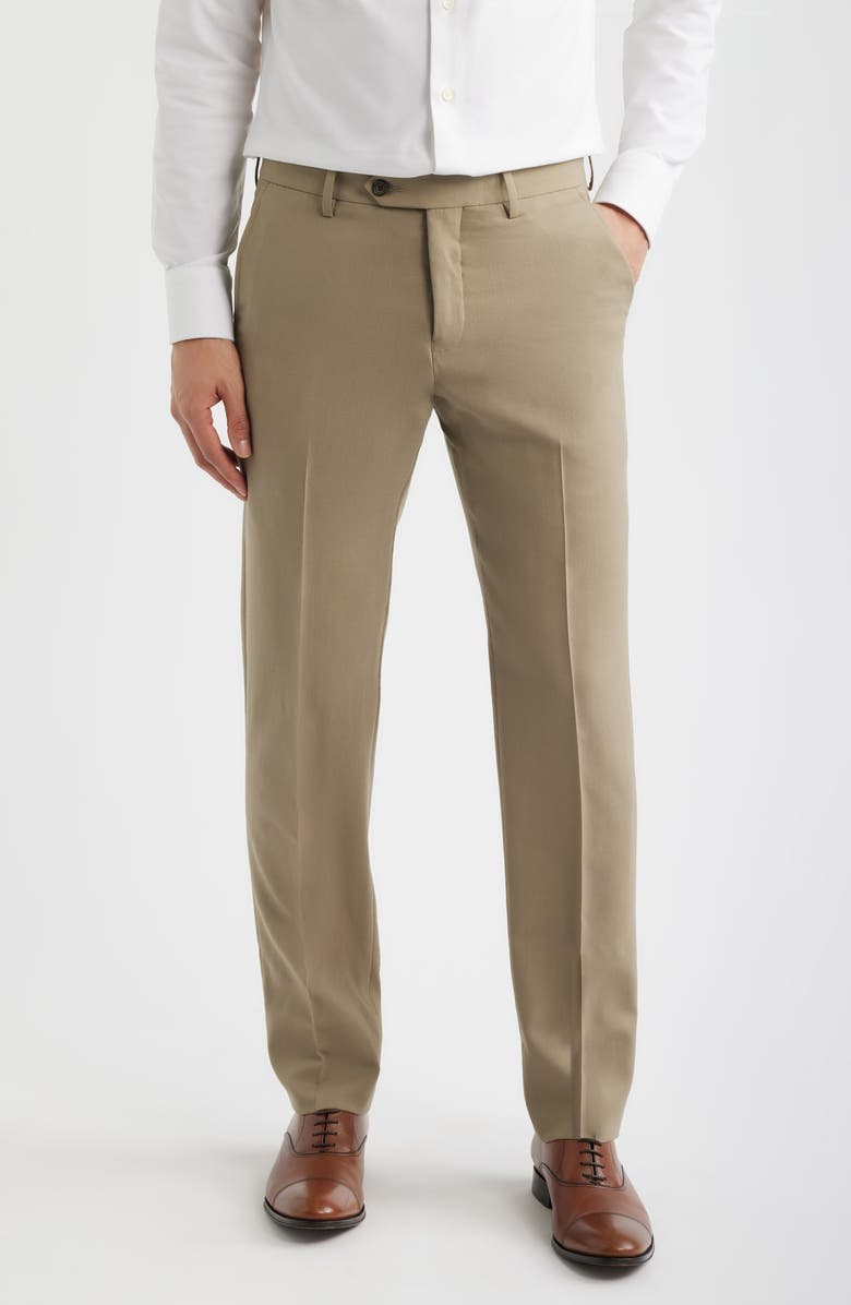 Berle Flat Front Tropical Weight Wool Dress Pants, Main, color, Taupe