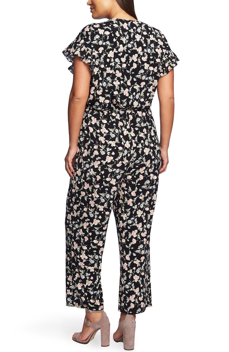 CeCe Duchess Floral Print Faux Wrap Jumpsuit, Alternate, color,