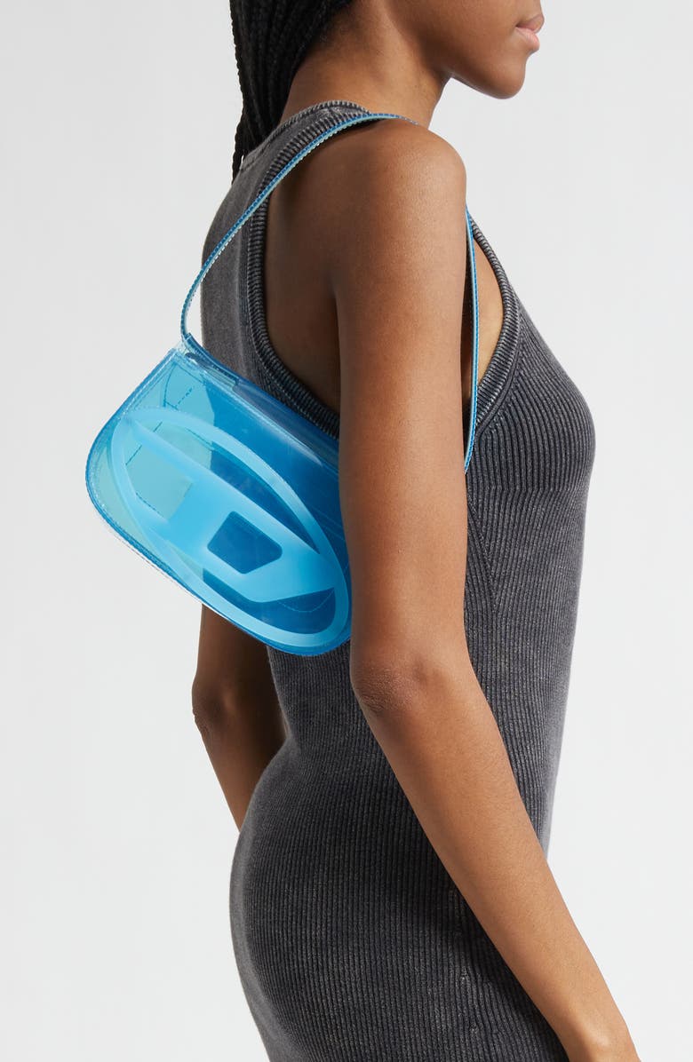 DIESEL<sup
®</sup
1DR Logo Clear Shoulder Bag, Alternate, color, Blue
