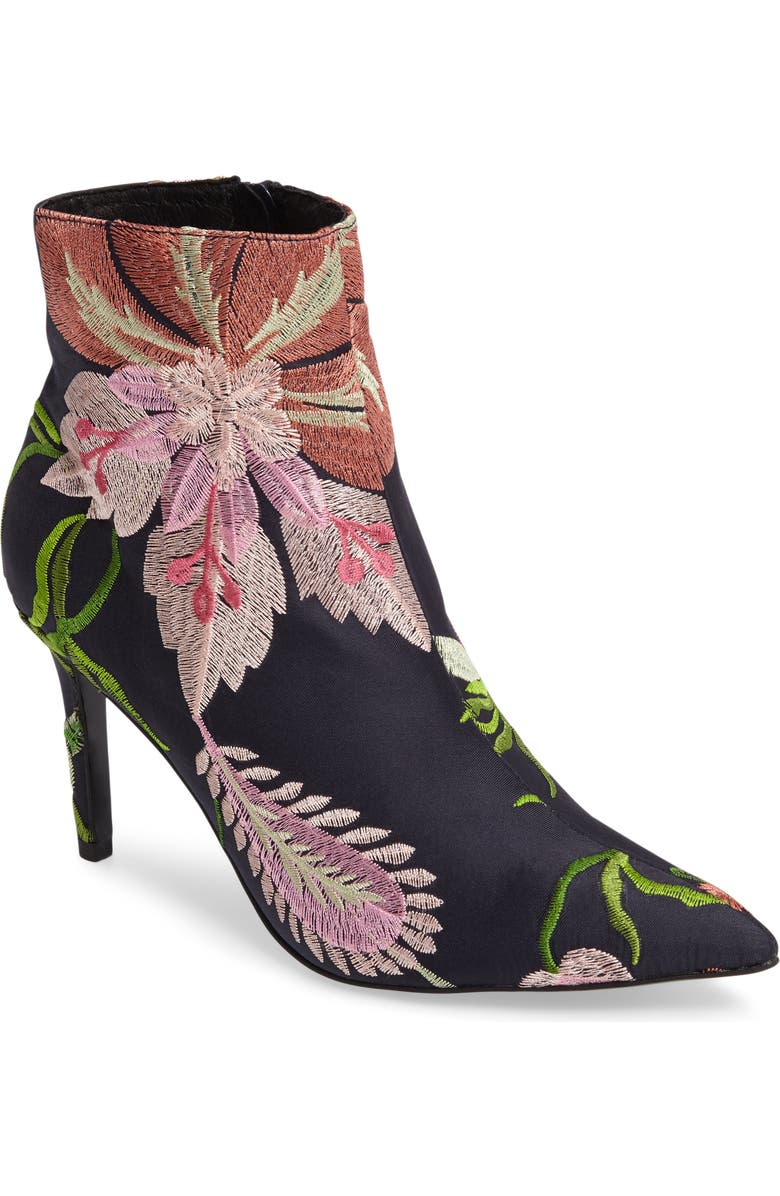 Topshop Mimosa Pointy Toe Bootie, Main, color, Navy Multi