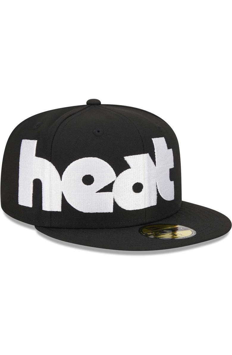 New Era Men's New Era Black Miami Heat Checkerboard UV 59FIFTY Fitted Hat, Alternate, color, Black