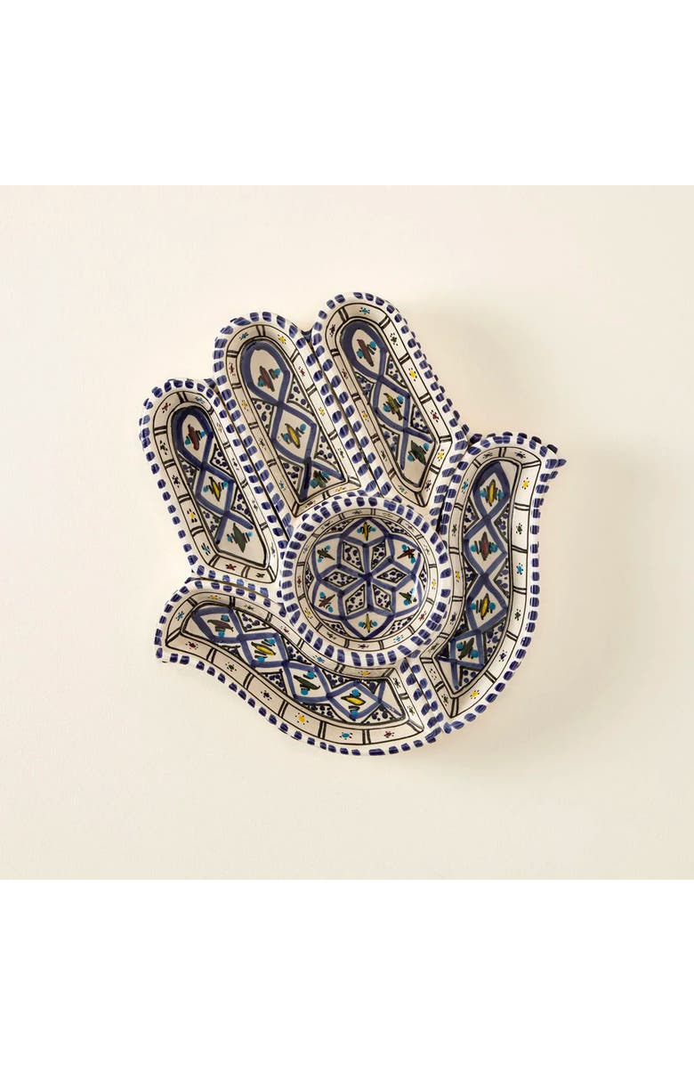 Uncommon Goods Hamsa Mezze Server by Kamsah, Alternate, color, Blue Hand-Painted