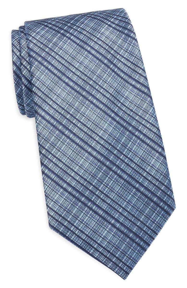Calvin Klein Wells Plaid Tie, Main, color, Navy