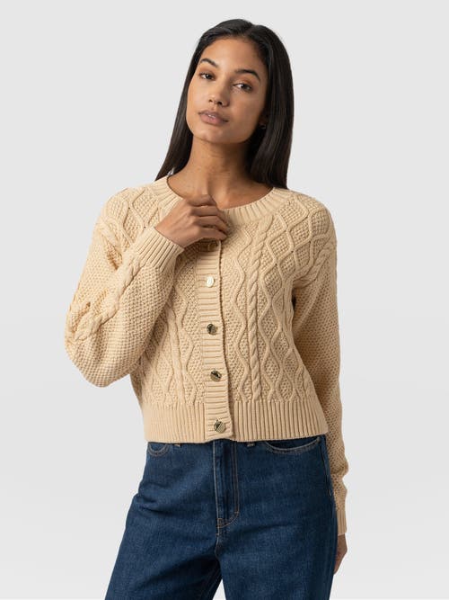 Saint + Sofia Bronte Cable Cardigan In Yellow
