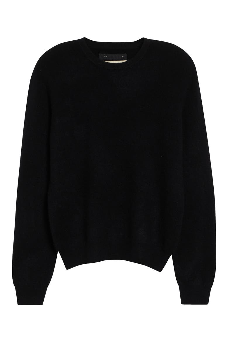 Mini Cashmere Crewneck Sweater, Alternate, color, BLACK
