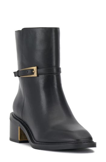 Vince Camuto Gali Womens Buckle Leather Booties In Black