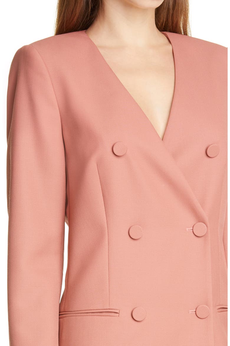 Long Sleeve Double Breasted Wool Blazer Dress, Alternate, color, ROSEWOOD
