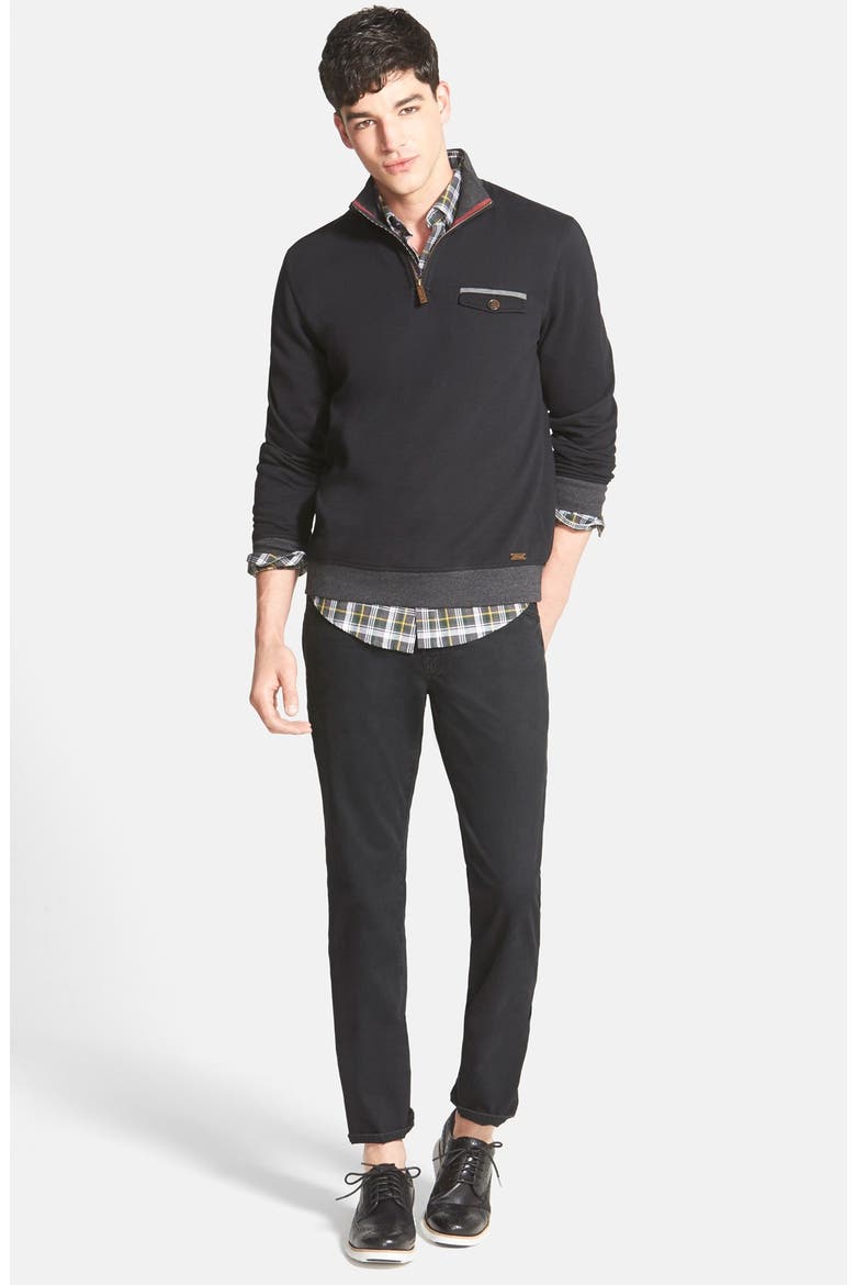 'Newbevy' Quarter Zip Sweatshirt, Alternate, color, BLACK