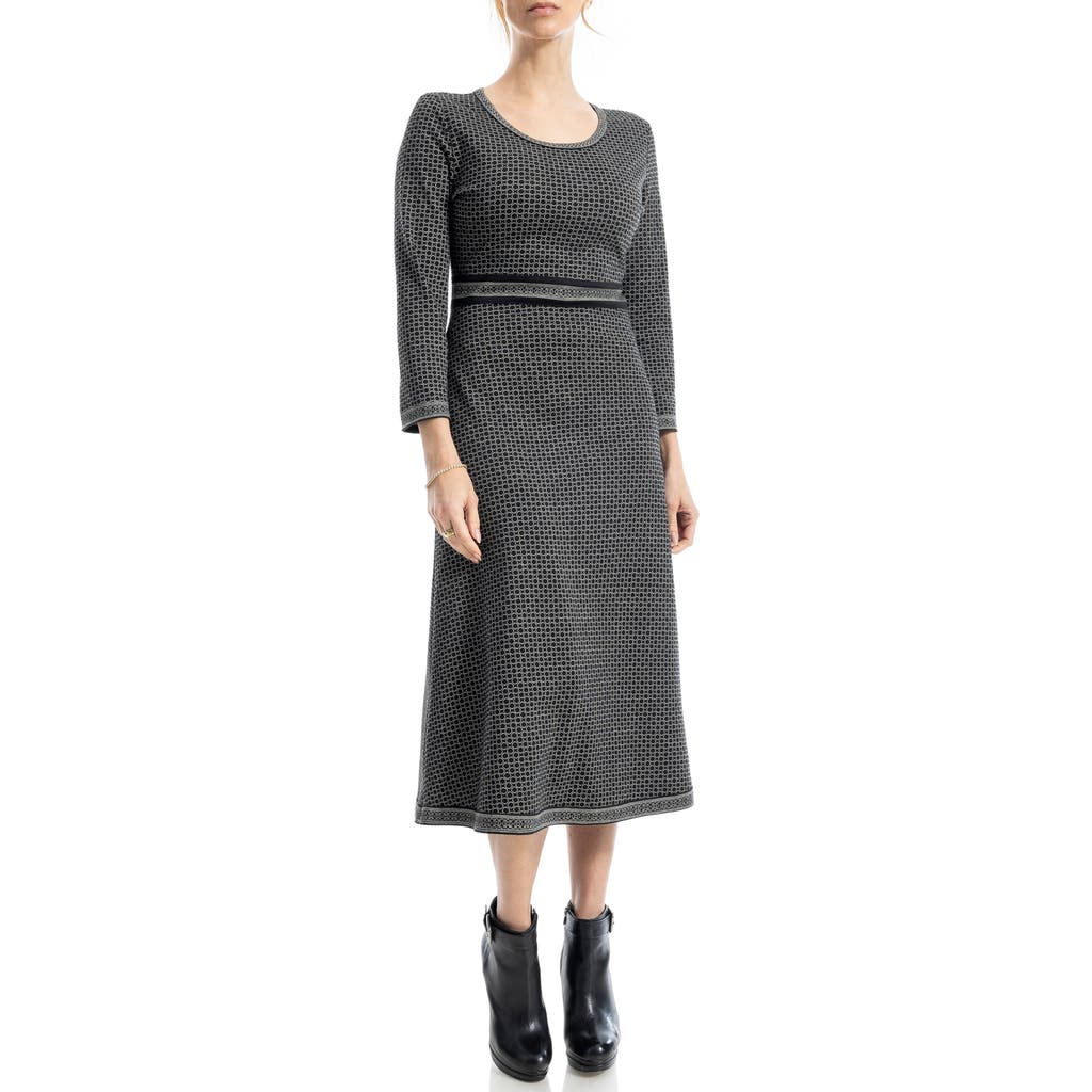 Max Studio Long Sleeve Midi Dress In Gray