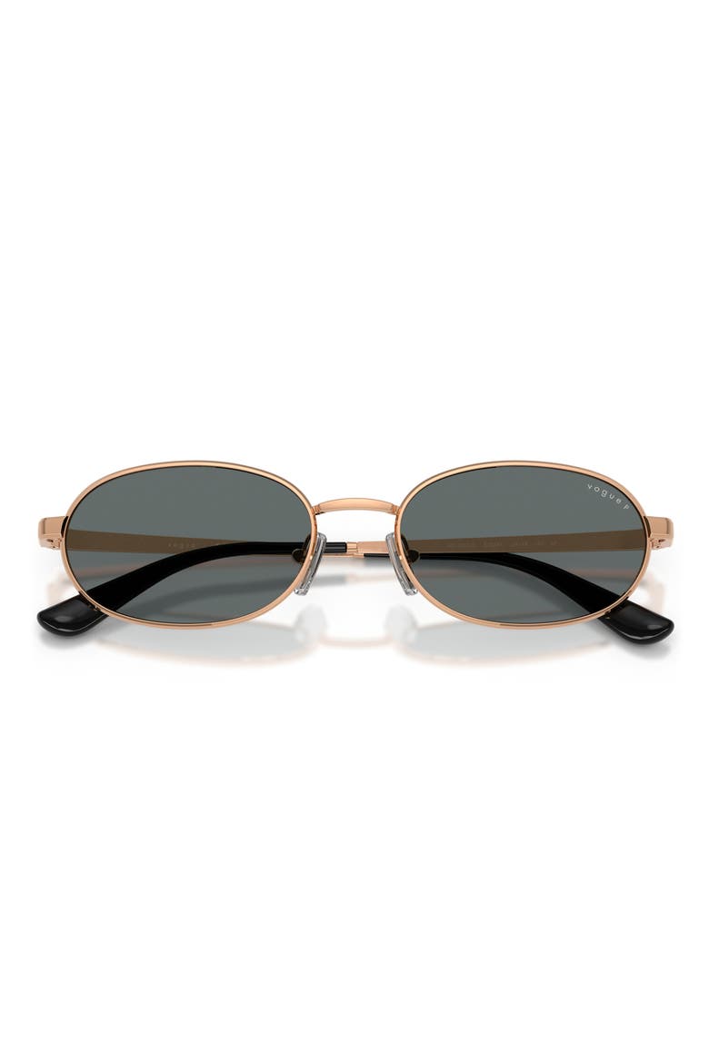 54mm Polarized Oval Sunglasses, Alternate, color, ROSE GOLD / DARK GREY POLAR