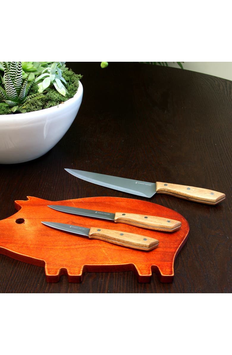 Gibson Home Seward 3 Piece Stainless Steel Cutlery Set with Wood Handles, Alternate, color, Wood