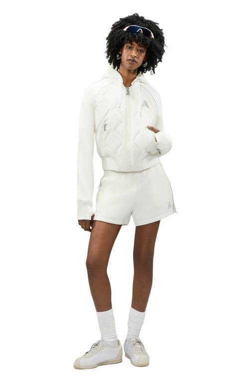 Alpenhaus Sorlin Hybrid Insulated Bomber Jacket With Removable Hood In Snow White