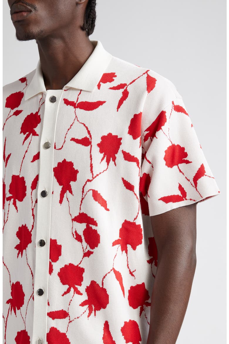 La Chemise Maille Rosa Short Sleeve Button-Up Jacquard Knit Shirt, Alternate, color, MULTI-WHITE