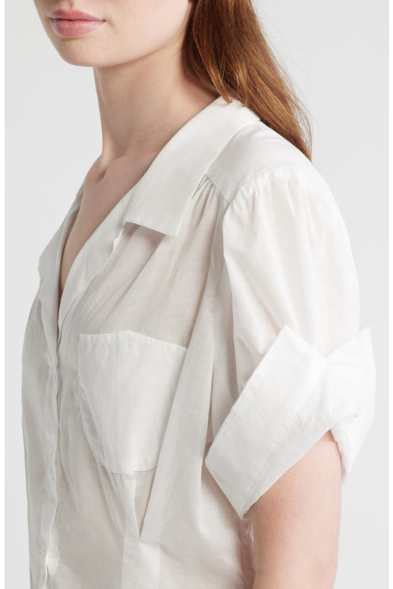 Sheer Cotton Button-Up Shirt, Alternate, color, WHITE SHEER