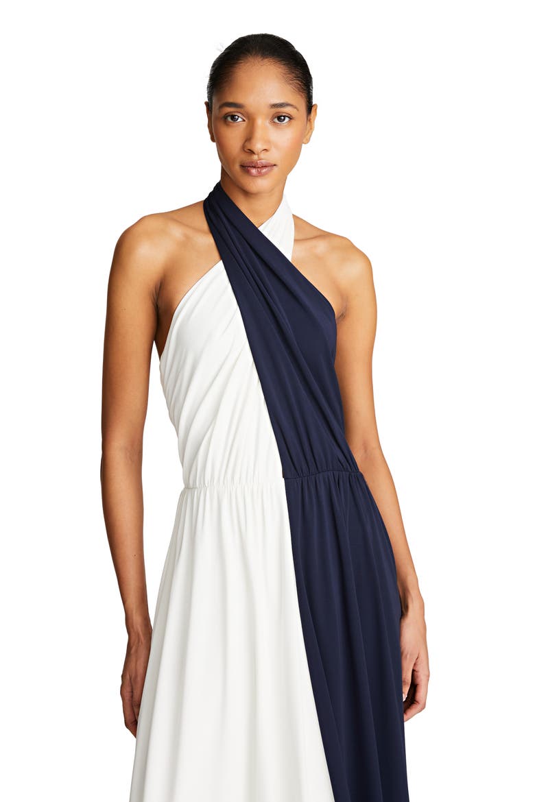 Sondra Colorblock Jersey Halter Dress, Alternate, color, CHALK/ NAVY
