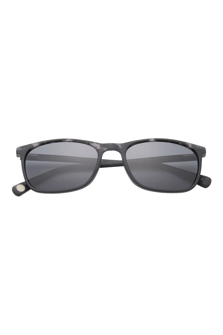 55mm Polarized Rectangle Sunglasses, Main, color, BLACK
