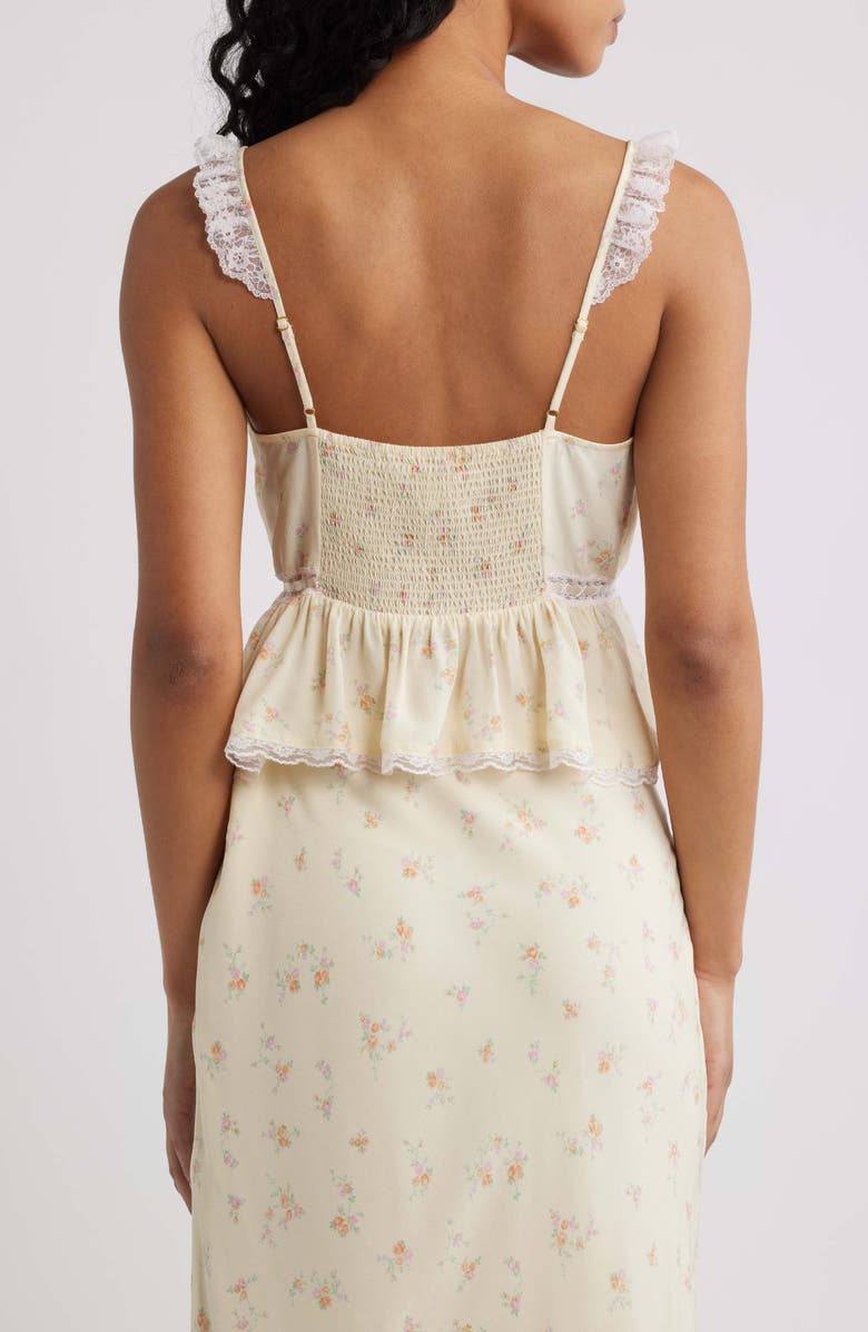 LoveShackFancy Nicoleta Lace Trim Camisole, Alternate, color, Lemon Haze
