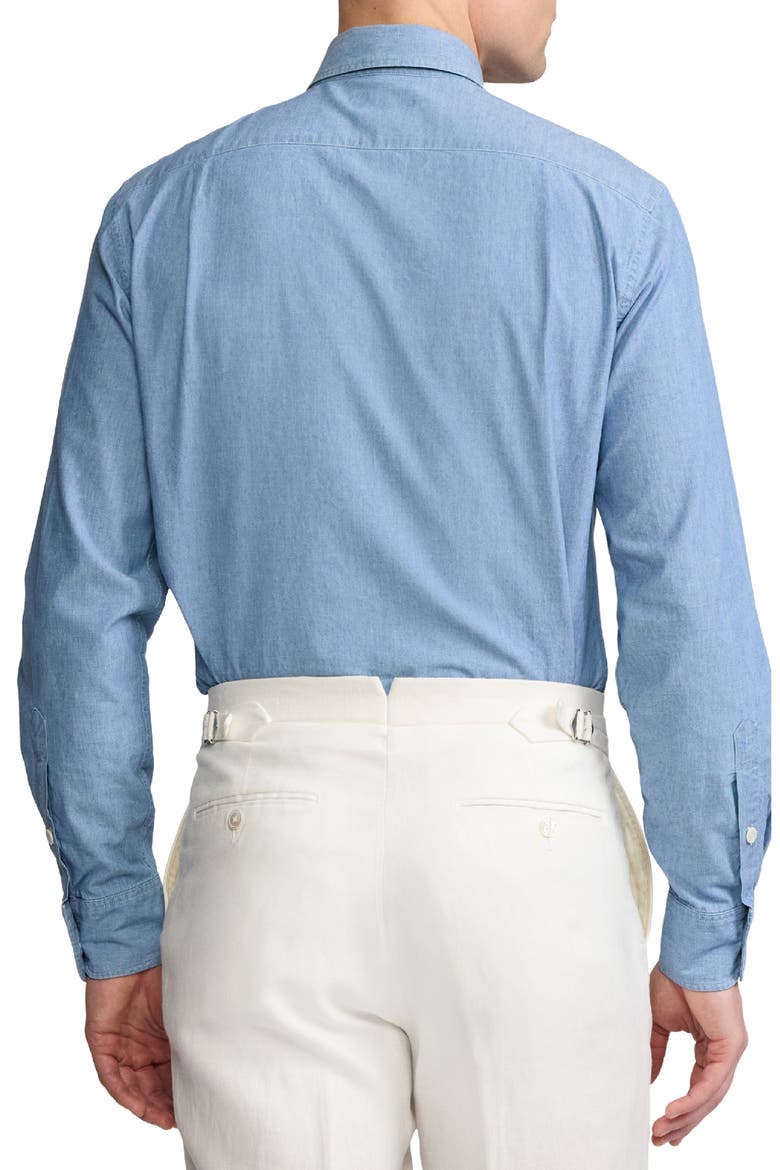 Washed Cotton Chambray Button-Up Shirt, Alternate, color, MEDIUM BERMUDA WASH