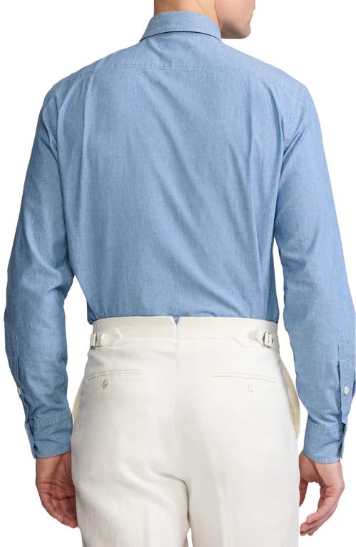 Ralph Lauren Purple Label Washed Cotton Chambray Button-up Shirt In Medium Bermuda Wash