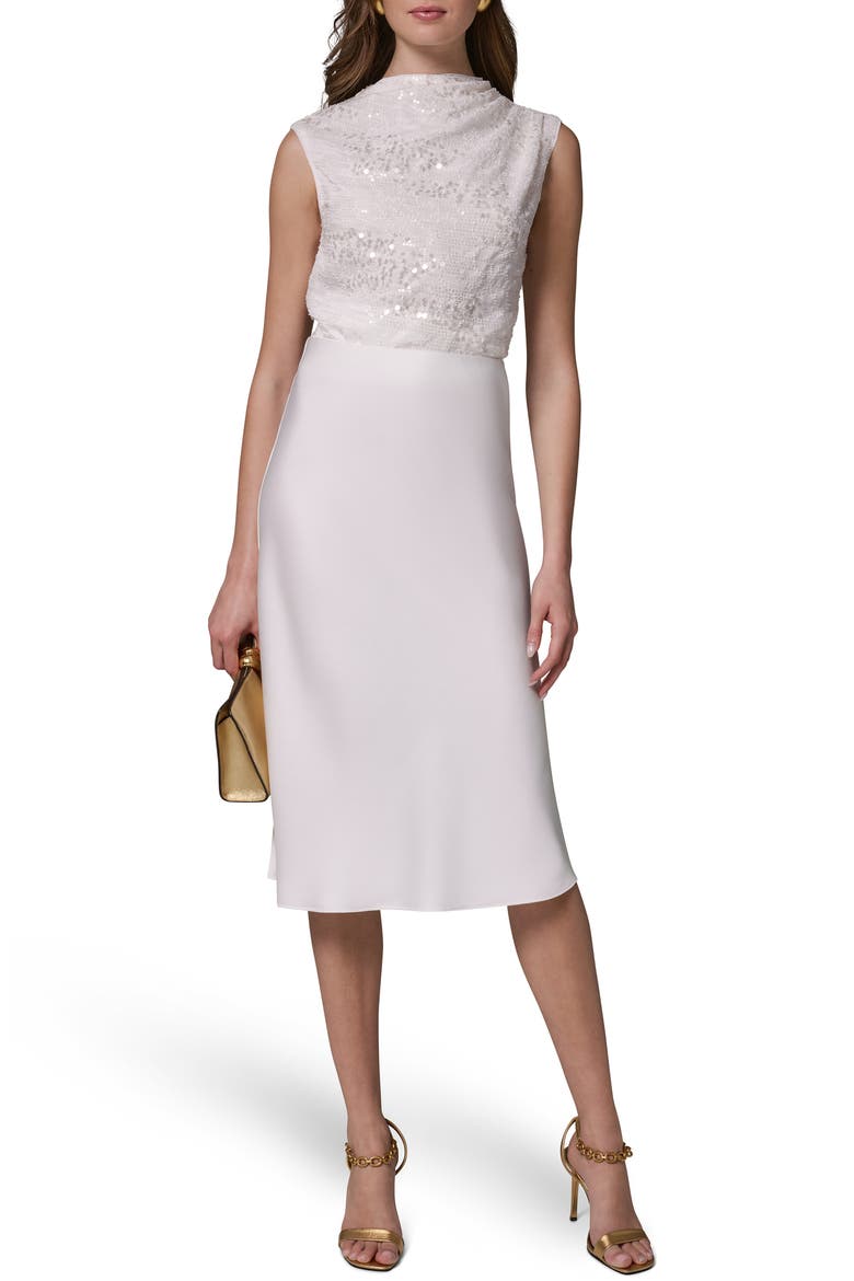 Satin Midi Skirt, Alternate, color, CREAM