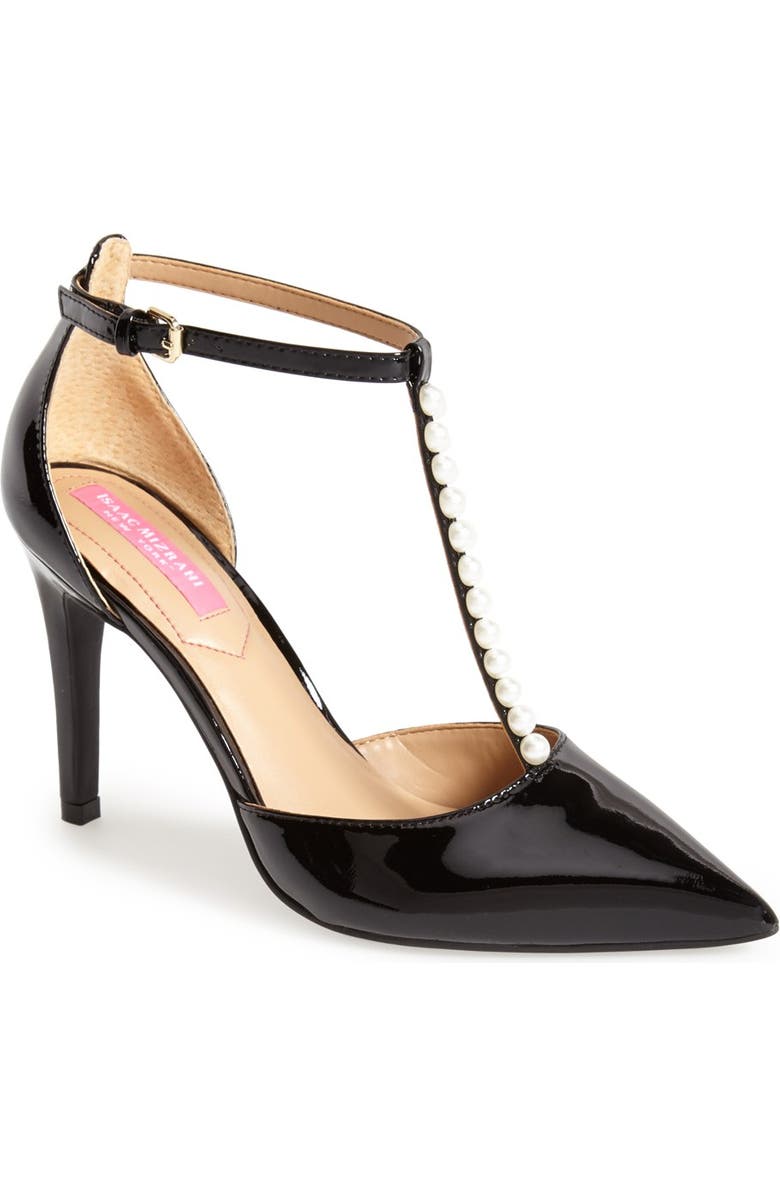 Isaac Mizrahi New York 'Luna' Patent Leather T-Strap Pump, Main, color,