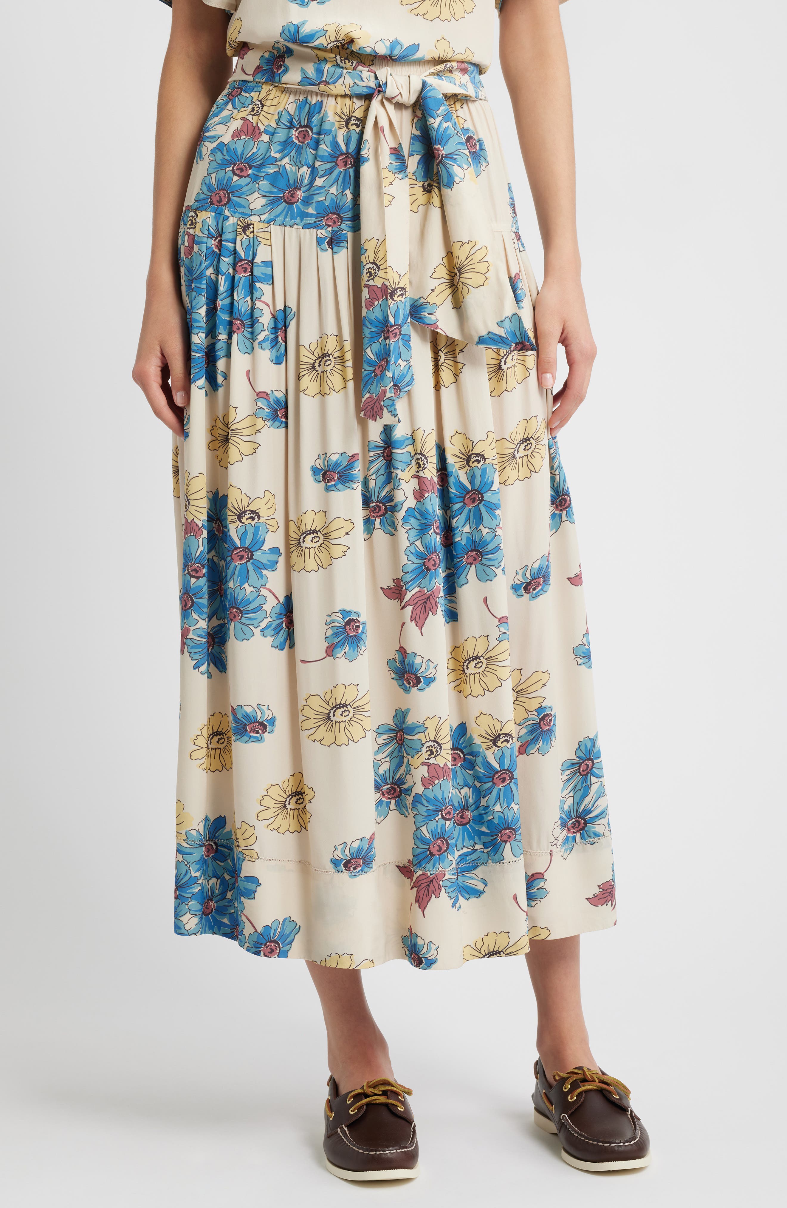 THE GREAT. The Highland Floral Midi Skirt