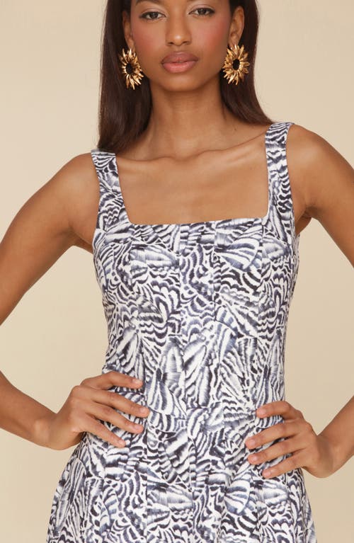 Shop Avec Les Filles Floral Linen Blend Fit & Flare Midi Dress In Papillon