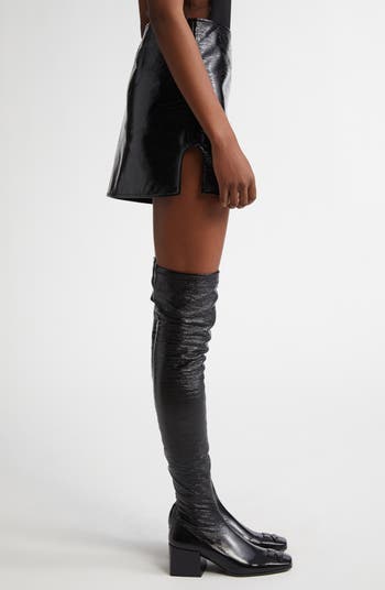Oblique Vinyl Miniskirt