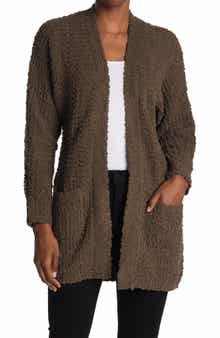 Bobeau Open Front Patch Pocket Popcorn Cardigan